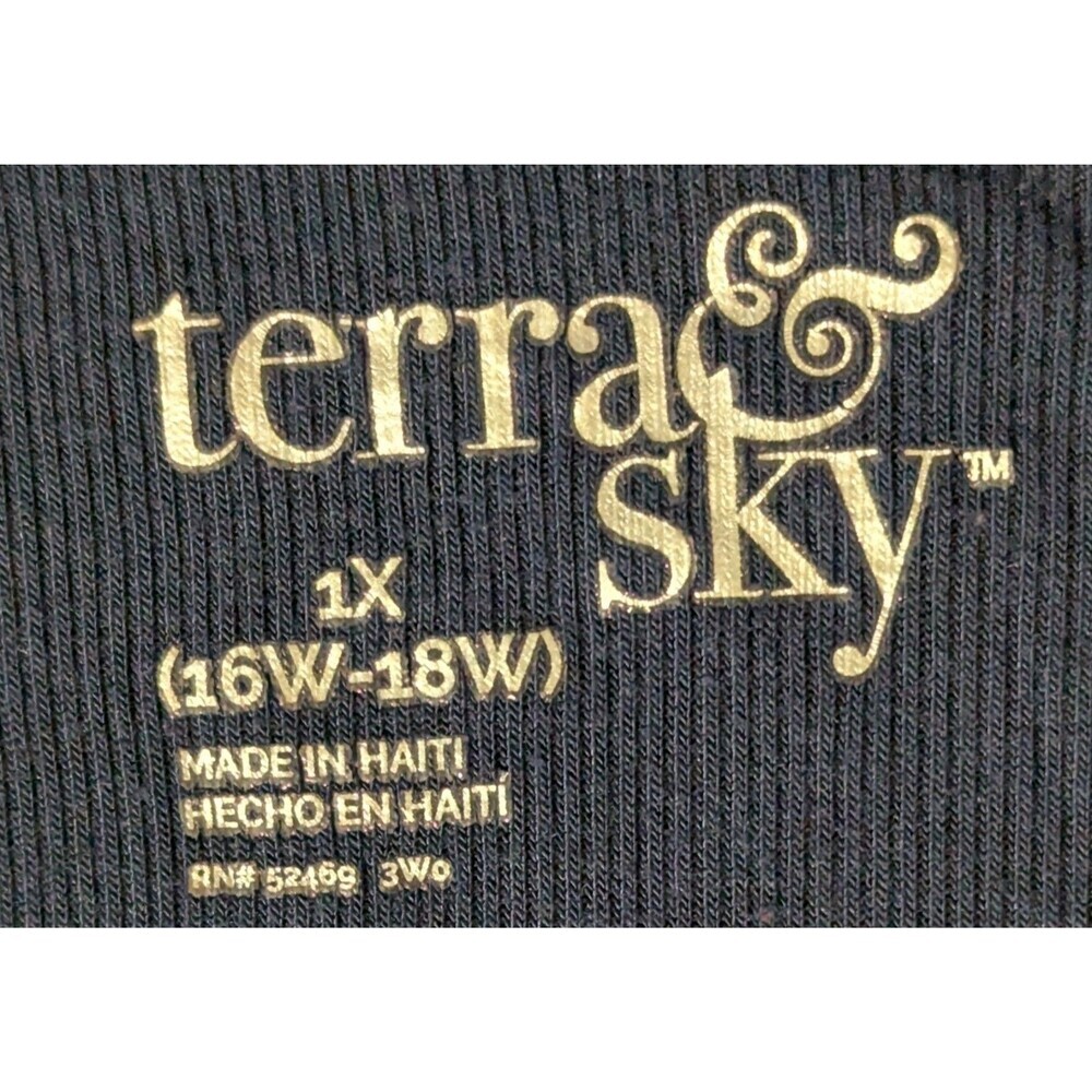 Terra & Sky Navy Blue Ribbed Scoop Neck Tank Top Modal Blend Plus Size 1X 16W-18 - Picture 5 of 7